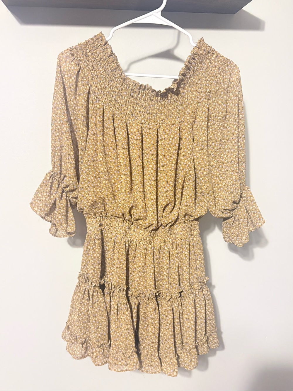 Mustard Seed Mustard Floral Smocked Mini Dress